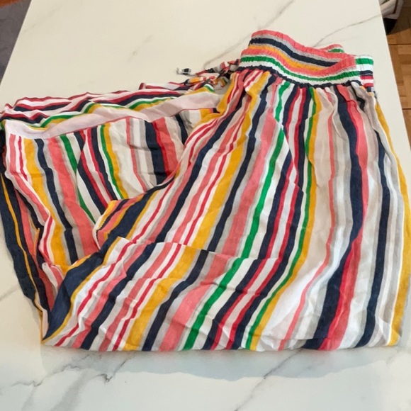 Wide leg white striped printed flare pants, one size fits all. - Picture 2 of 5